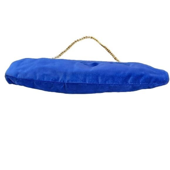 Beautiful Colbat Blue Velvet and Gold Accent Clutch Purse with Matching Gloves - Picture 4 of 16